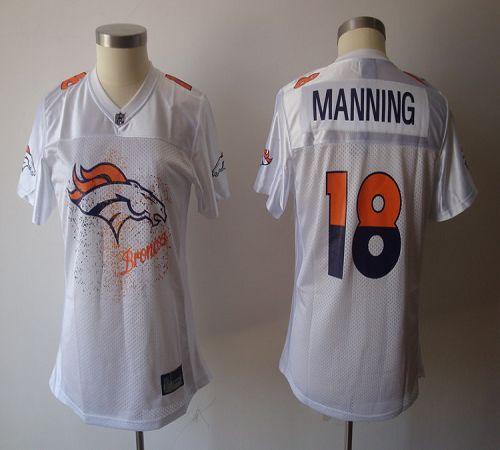 Broncos #18 Peyton Manning White 2011 Women's Fem Fan Stitched NFL Jersey
